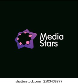 Media stars logo design ideas business name editable vector template  royalty free image