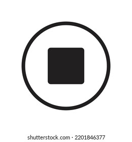 Schaltfläche zum Stoppen der Medien. Rahmensymbol, Vektorgrafik einzeln auf Weiß.