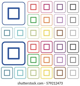 Media stop color flat icons in rounded square frames. Thin and thick versions included.