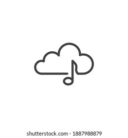 Symbol der Speicherwolke für Medien lineares Stilzeichen für mobiles Konzept und Webdesign. Umriss-Vektorsymbol der Musikwolke Symbol, Logo-Abbildung. Vektorgrafik