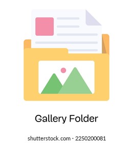 Media storage, icon of gallery folder in flat style 