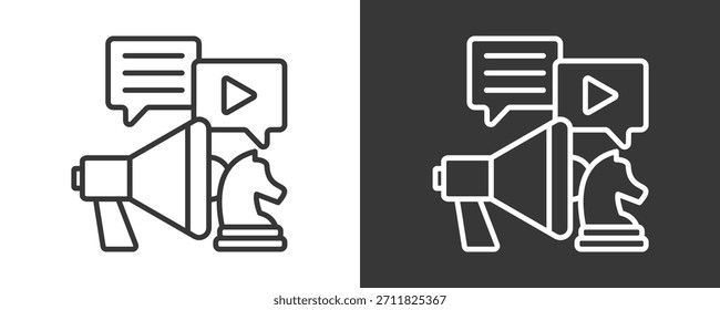 Media Strategy Icon Set Vector Collection Isolated In Black And White