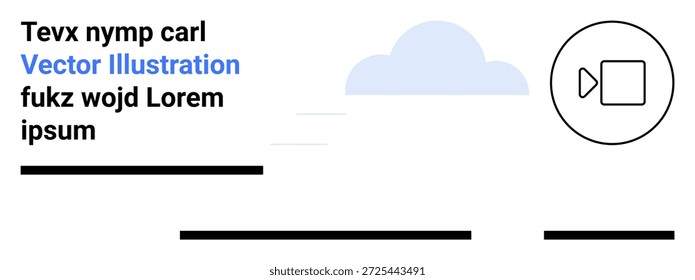 Media, streaming, file transfer, digital communication, cloud storage, multimedia. Cloud graphic with video play icon. Media and streaming concept integrated with digital communication