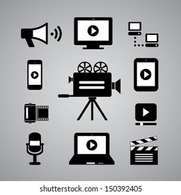 media symbol on gray background