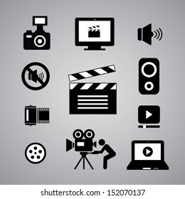 media symbol on gray background