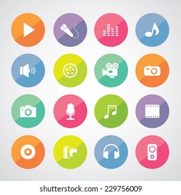 media symbol on gray background 