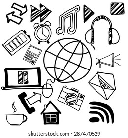 media symbols.vector doodles