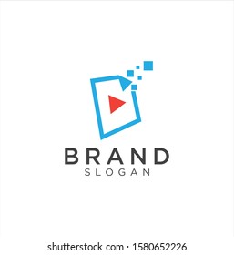 Media Tech Logo . Play tech Logo . Video Logo Design Concept