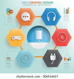 Media and technology concept info graphic design,vector