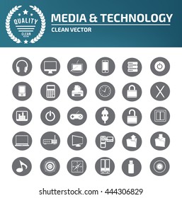 Media and technology icon set,vector