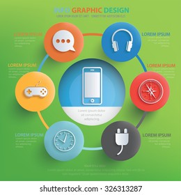 Media and technology info graphic design on green background,vector