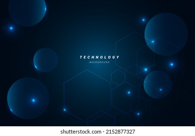 Media technology and space network concept dark blue sparkle circular design background 