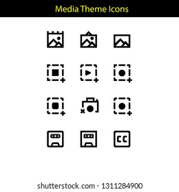 media theme icon with line style