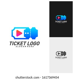 Media Ticket Logo Design Vector, Movie Play Ticket logo template, Emblem, Creative design, Icon symbol concept