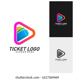 Media Ticket Logo Design Vector, Movie Play Ticket logo template, Emblem, Creative design, Icon symbol concept