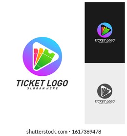 Media Ticket Logo Design Vector, Movie Play Ticket logo template, Emblem, Creative design, Icon symbol concept