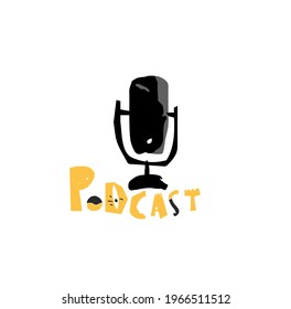 Media Tool, Mic. Sound Recording Device, Media Equipment. Vector Illustration. Podcast.