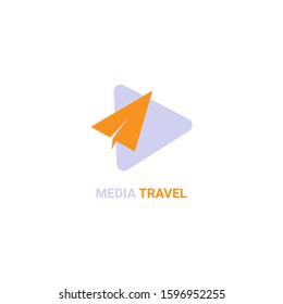 media travel logos in the form of media and paper airplanes