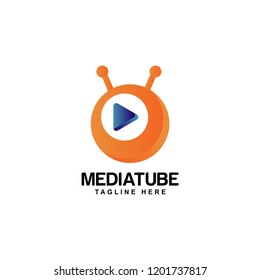 media tube logo design template