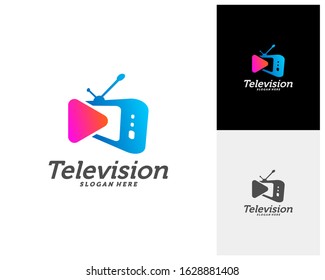 Media TV Creative logo concepts, Play Television logo design, abstract colorful icons, elements and symbols, template - Vector