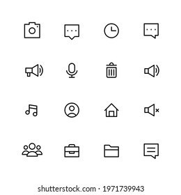 Media and ui icons. Pixel perfect editable stroke
