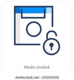 Media Unlock And Unlock Icon Concept