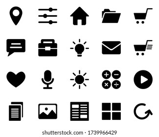 Media vector flat icon set 