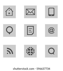Media vector icon set , home, message, mobile, mail, rss, world