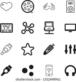 media vector icon set such as: friendship, service, buttons, speech, contact, good, email, navigation, film, broadcast, simple, program, roll, beautiful, text, loudspeaker, keypad, favorite