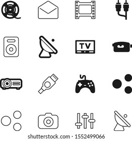media vector icon set such as: gamepad, play, hardware, stereo, render, antique, photographic, console, connect, contour, port, envelope, fun, hdmi, floodlight, loud, camcorder, website, blank, paper