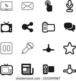 media vector icon set such as: glossy, pc, email, group, play, object, website, front, mail, bubble, article, daily, newsletter, post, display, pointer, player, balloon, cursor, tap, documentary