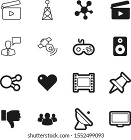 media vector icon set such as: surveillance, radar, loudspeaker, abstract, mobile, speaker, health, game, unlike, music, sound, community, no, old, broadcast, chat, down, employee, leader, thumbs