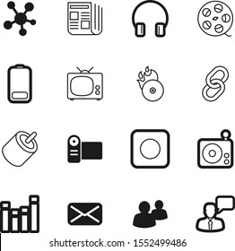 media vector icon set such as: teamwork, share, multimedia, community, connector, fire, square, chat, world, earphone, daily, box, text, address, dvd, photo, blog, member, dj, strength, pictogram