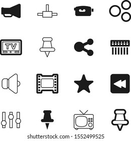 media vector icon set such as: art, empty, megaphone, wire, good, hub, entertainment, border, favorites, celebration, structure, alert, data, blank, icons, antique, round, plug, concept, award
