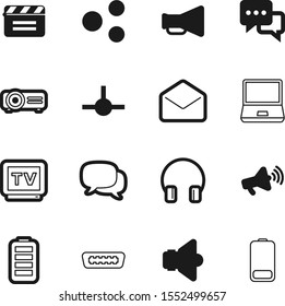 media vector icon set such as: broadcast, letter, clapper, people, paper, stereo, pc, socket, headphones, office, page, camera, global, signal, abstract, antenna, interface, production, electronic