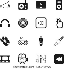 Media Vector Icon Set Such As: Channel, Pointer, Station, Border, Plug, Hand, Connector, Circle, Long, Wireless, Laptop, Voice, Setting, Broadcasting, Cable, Headphones, Announce, Megaphone, Mouse