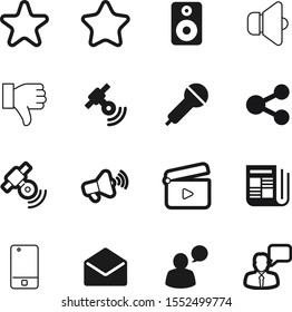 Media Vector Icon Set Such As: Application, Mic, Publication, Film, Alert, Multimedia, Call, Clapper, Text, Bad, News, Cut, Outline, Share, Clapboard, Vote, Service, Fresh, Karaoke, Link, Address