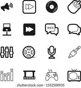 media vector icon set such as: social, pc, spool, noise, circle, image, electrical, motion, plastic, gaming, settings, notebook, dvd, volume, console, long, network, rca, news, laptop, industry