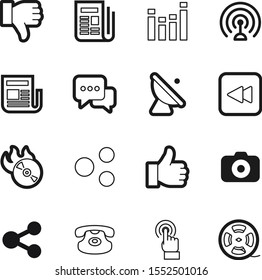 media vector icon set such as: flame, tap, no, rounded, entertainment, compact, filmstrip, burn, click, reel, aerial, negative, disc, audio, shape, mouse, database, disk, speech, shoot, creation, dvd