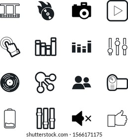 media vector icon set such as: mute, 35, network, disk, shoot, fuel, ok, production, filmstrip, strip, image, abstract, choice, member, leader, vote, community, frames, persons, pop, fire, classic