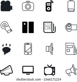 media vector icon set such as: click, energy, linear, hand, retro, head, brain, color, frame, app, application, point, round, navigation, pause, correspondence, style, knowledge, photography, work