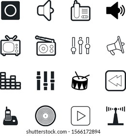 media vector icon set such as: warning, drumstick, station, frequency, tuner, singer, snare, transparent, alert, mixing, toy, rec, song, drum, equalizer, tower, percussion, icons, fm, march, rock