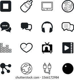 media vector icon set such as: flatscreen, voice, wave, bar, camera, long, show, rock, valentine, business, health, radio, android, stop, mixing, location, concept, day, cinema, amplifier, pop, a