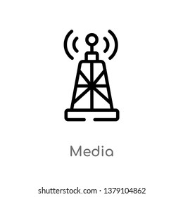 media vector line icon. Simple element illustration. media outline icon from technology concept. Can be used for web and mobile