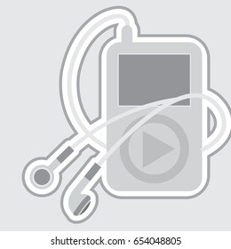 Media vector mp3 player illustration isolated on grey background
