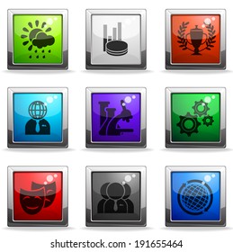 Media vector round glossy icon set