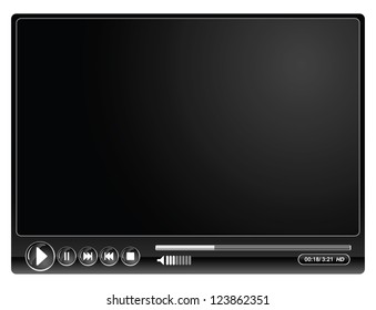 media video black player- vector illustration