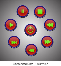 Media, video control buttons - vector illustration