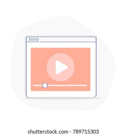 Media Video Player Interface, video or audio player icon for web and mobile apps. Flat outline vector illustration design concept.