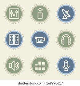 Media web icon set, vintage buttons